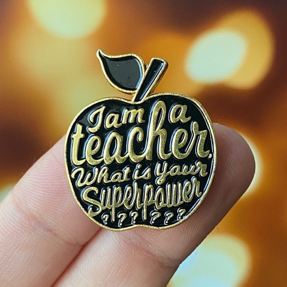 Teacher Black Apple Enamel Pin/ Brooch